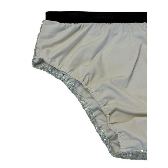 RAVE WONDERLAND Silver Sequin Covered Pink Evil Eye Cheeky Bootie Shorts Sz M/L - Picture 6 of 8